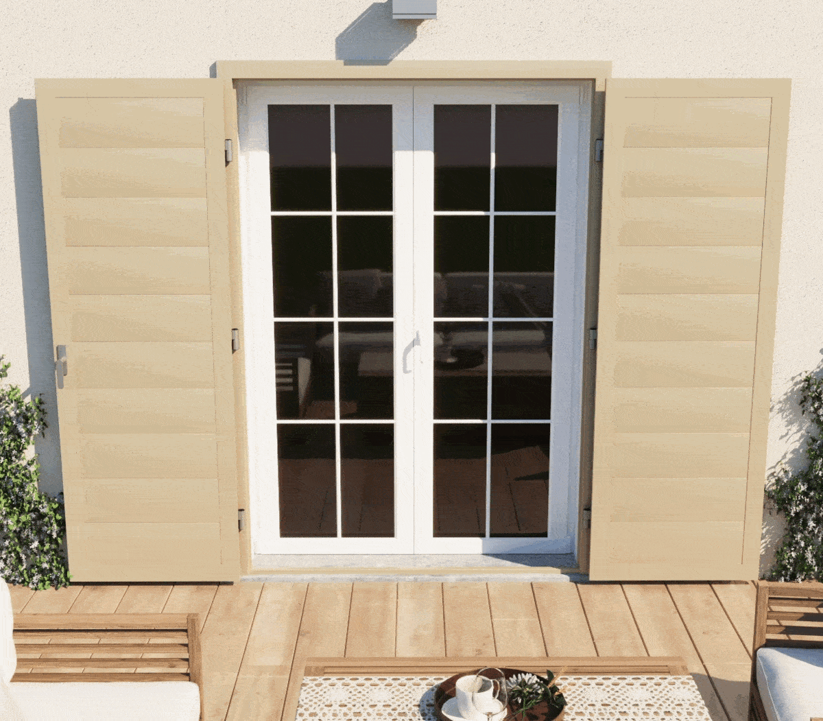 Contraventana antiinundación en funcionamiento